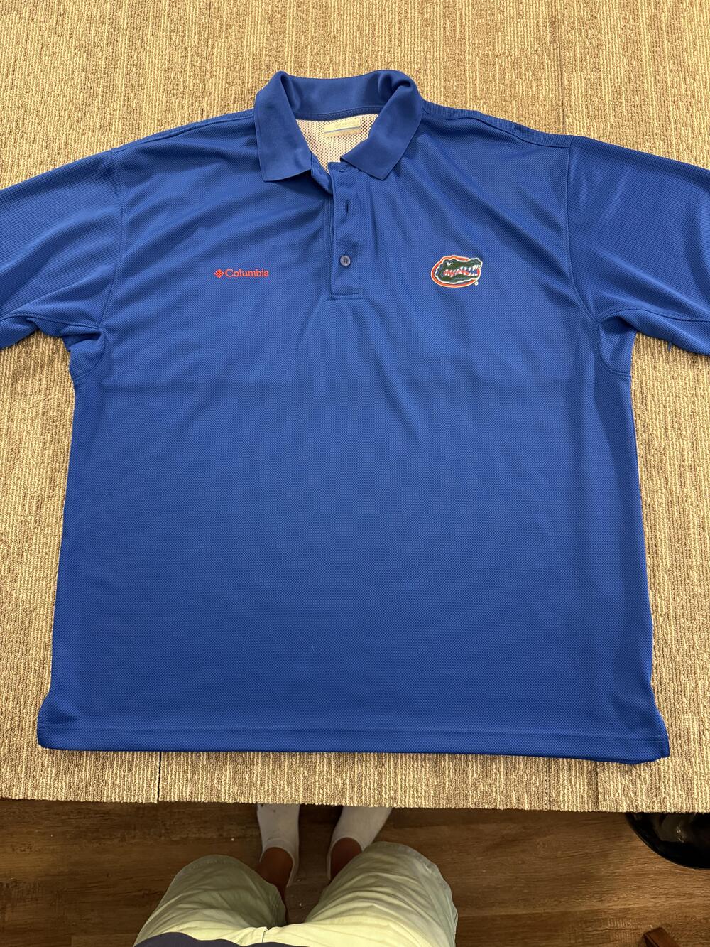 Florida Gators Shirt Mens XL Blue NCAA Football Polo Golf Wicking Short Sleeve